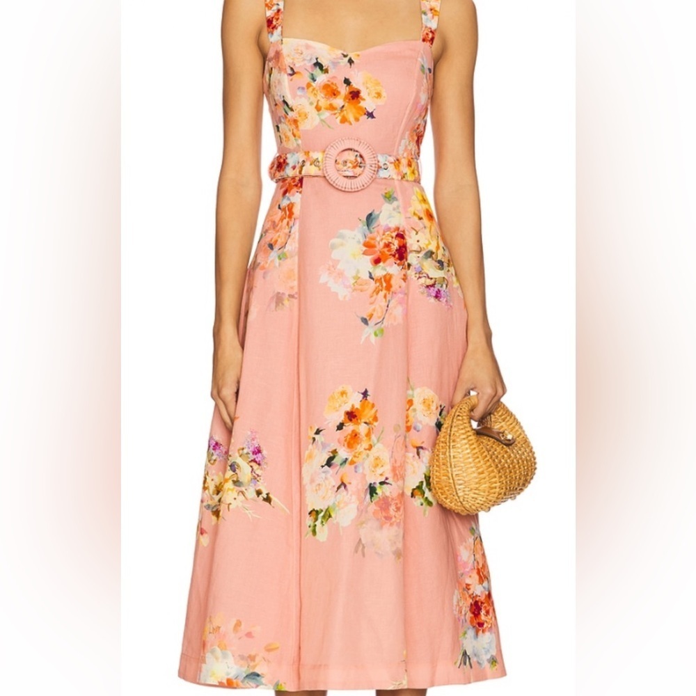 HEMANT & NANDITA Peach Floral Midi Dress